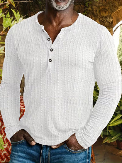 Dominic | Modern Textured Button Up Shirt — White — Alfa Empire, view 1