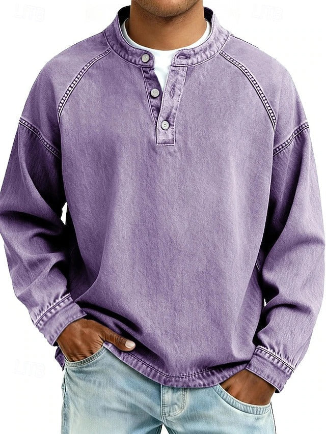 Dorian | Casual Vintage Long Sleeve Shirt — Purple — Alfa Empire, view 4