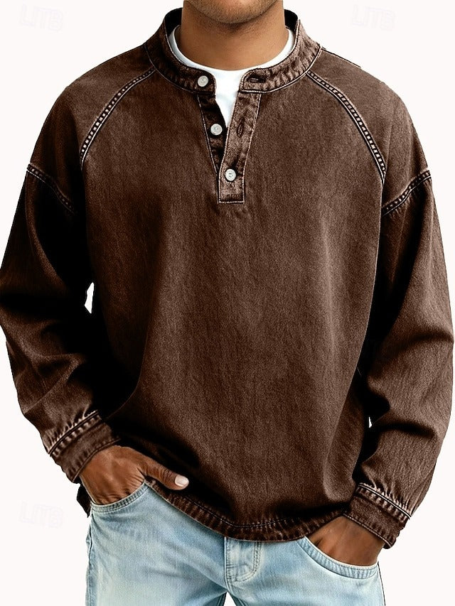 Dorian | Casual Vintage Long Sleeve Shirt — Brown — Alfa Empire, view 8