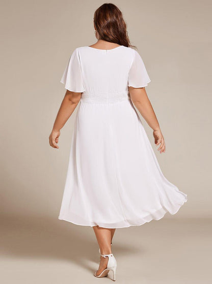 Chiffon Flowy Round Neckline A-Line Knee Length Wedding Guest Dress