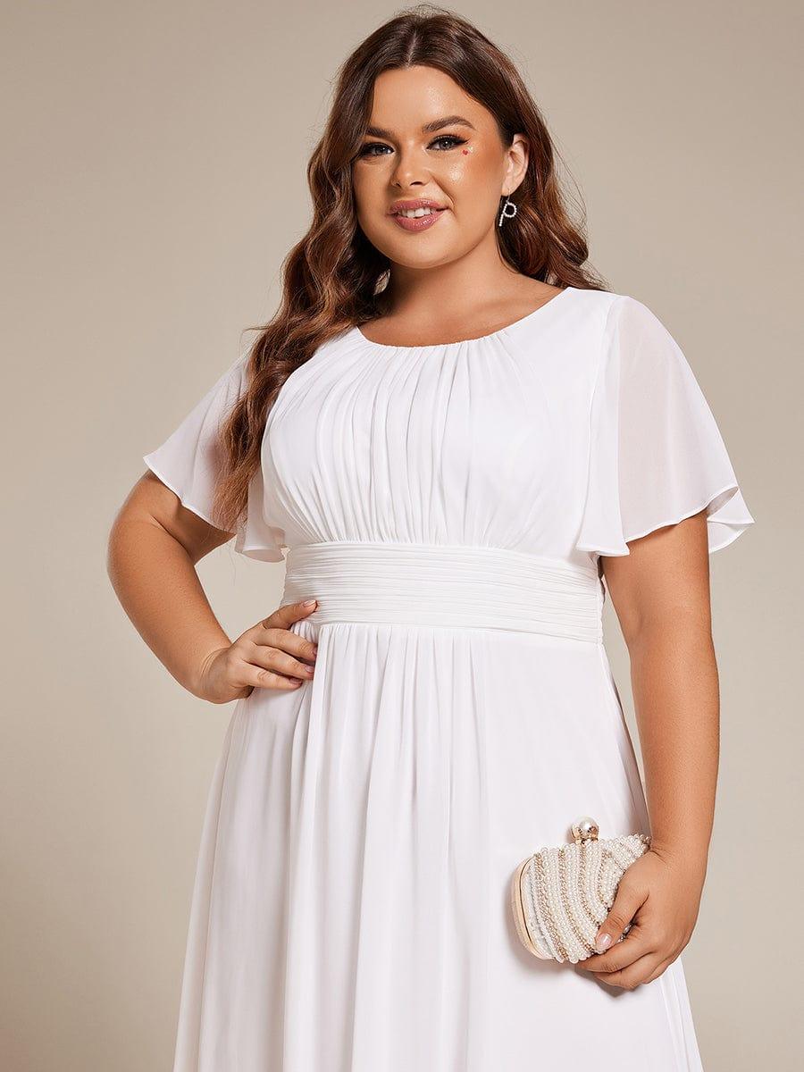 Chiffon Flowy Round Neckline A-Line Knee Length Wedding Guest Dress