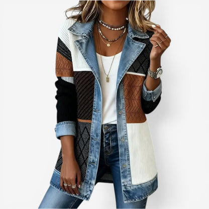 Elaine | Refined Layered Collar Button Jacket — MulitColor — Alfa Empire, view 3