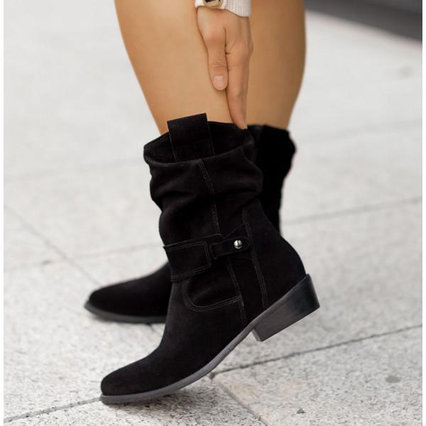 Eleanor | Slouch Mid-Calf Boots — Manhattan Black — Alfa Empire, view 5