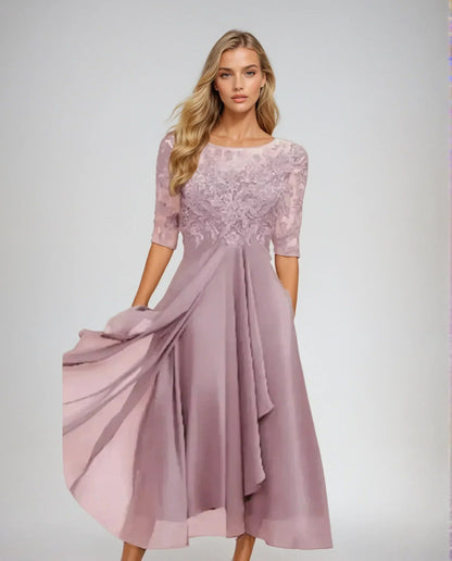 Eleanor | Refined Lace Dress — Pink — Alfa Empire, view 2