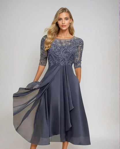 Eleanor | Refined Lace Dress — Purple — Alfa Empire, view 3