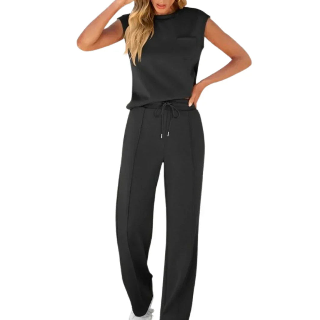 Eleanor | Casual Summer Soft Lounge Set — Black — Alfa Empire, view 1