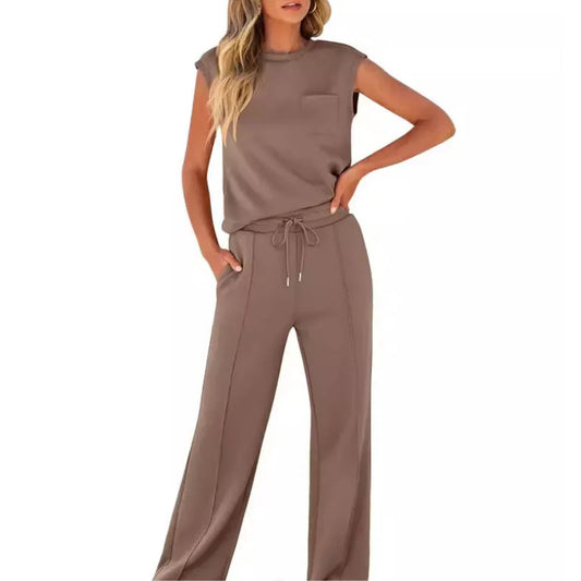 Eleanor | Casual Summer Soft Lounge Set — Brown — Alfa Empire, view 2
