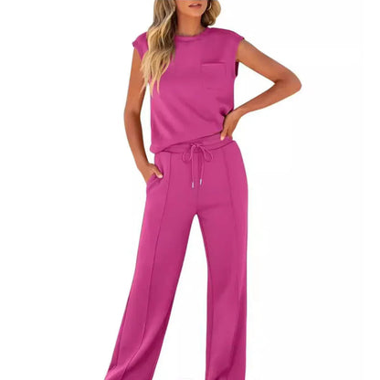 Eleanor | Casual Summer Soft Lounge Set — Rose Red — Alfa Empire, view 3