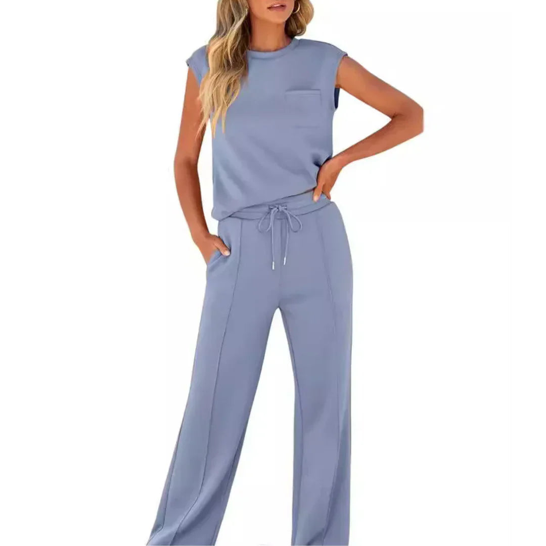 Eleanor | Casual Summer Soft Lounge Set — Ocean Blue — Alfa Empire, view 4
