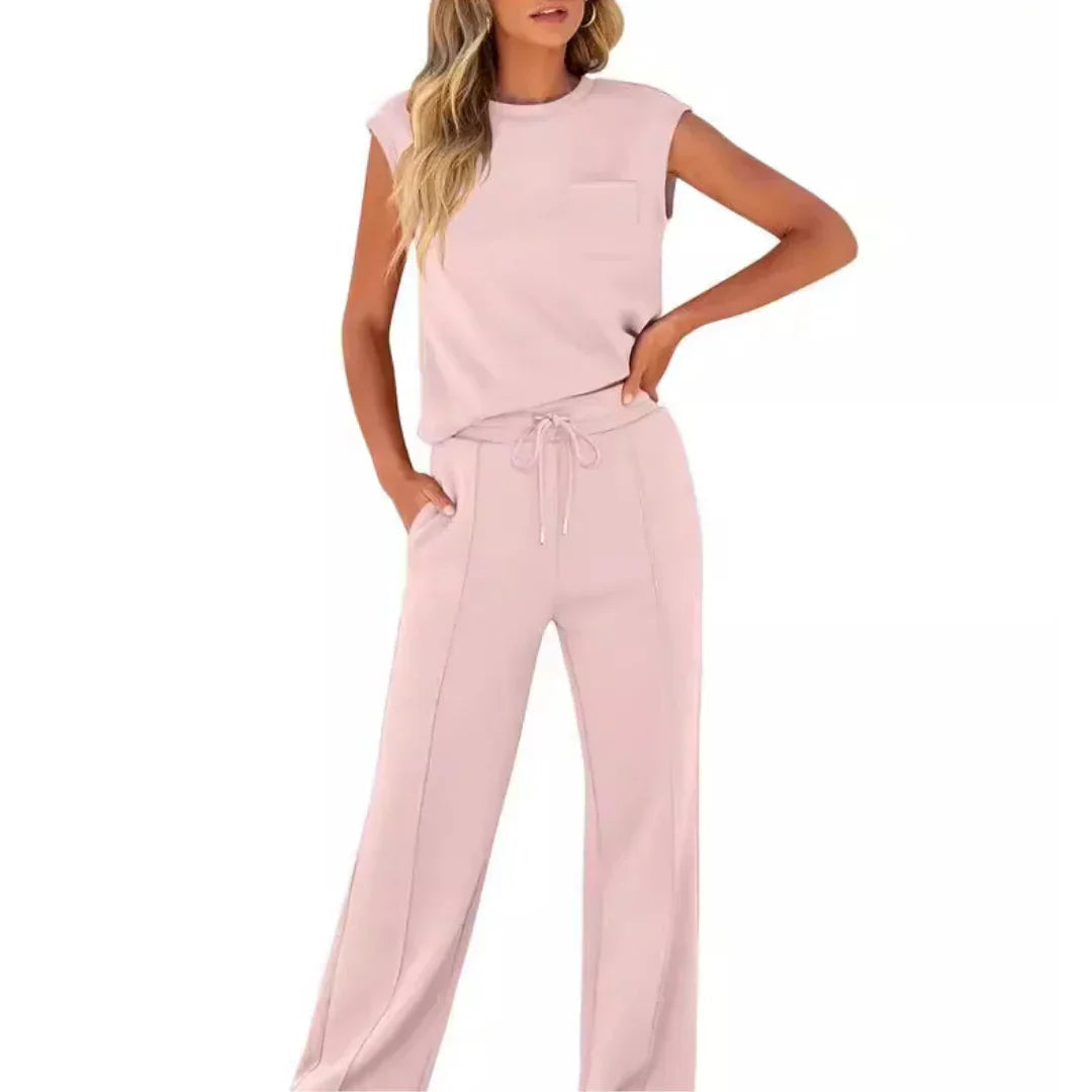 Eleanor | Casual Summer Soft Lounge Set — Pink — Alfa Empire, view 5
