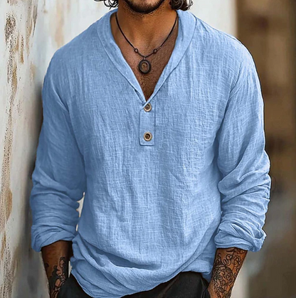 Elliot | Classic Retro Button Up Shirt — Blue — Alfa Empire, view 3