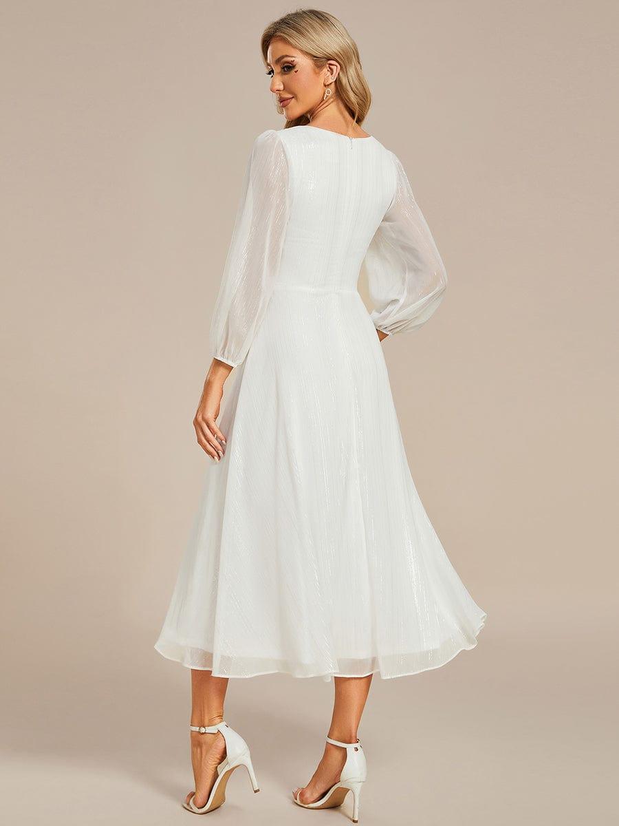 Glitter Twist Knot See-Through Long Sleeve Wedding Guest Dress