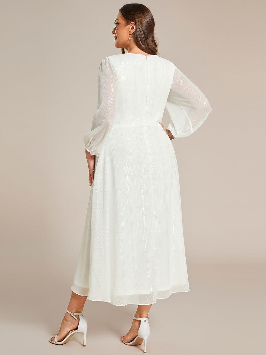 Glitter Twist Knot See-Through Long Sleeve Wedding Guest Dress
