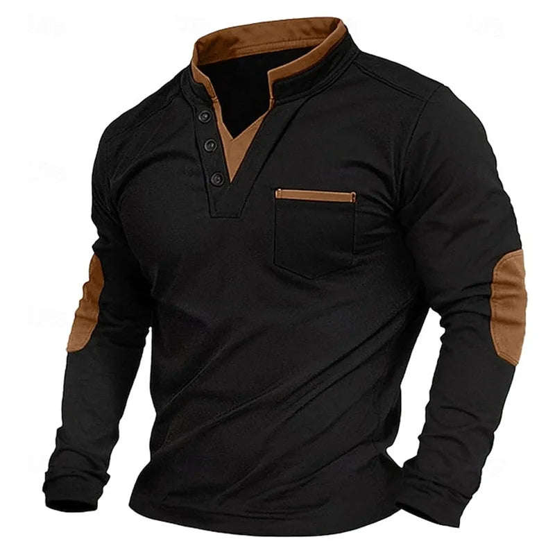Ethan | Classic V-Neck Sweatshirt — Brown — Alfa Empire, view 1
