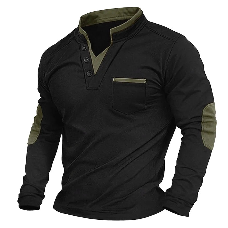 Ethan | Classic V-Neck Sweatshirt — Army Green — Alfa Empire, view 3