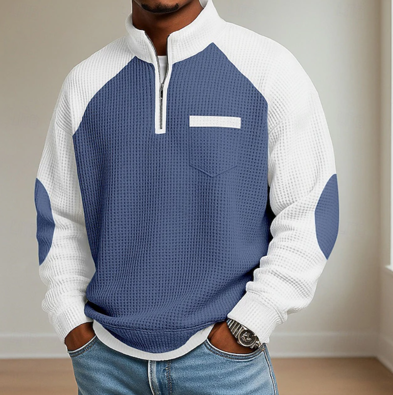 Everett | Everyday Half-Zip Casual Sweater — Blue — Alfa Empire, view 1