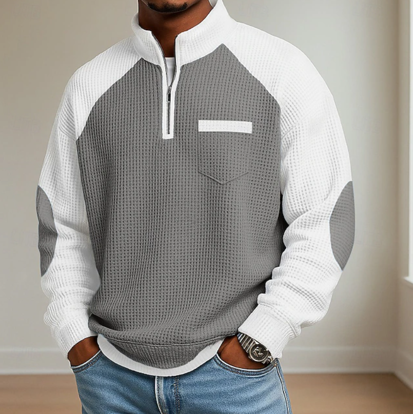 Everett | Everyday Half-Zip Casual Sweater — Grey — Alfa Empire, view 2