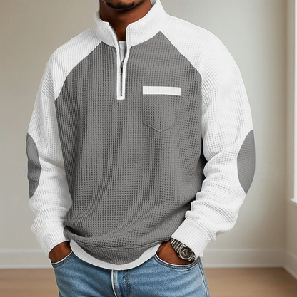 Everett | Everyday Half-Zip Casual Sweater — Grey — Alfa Empire, view 2