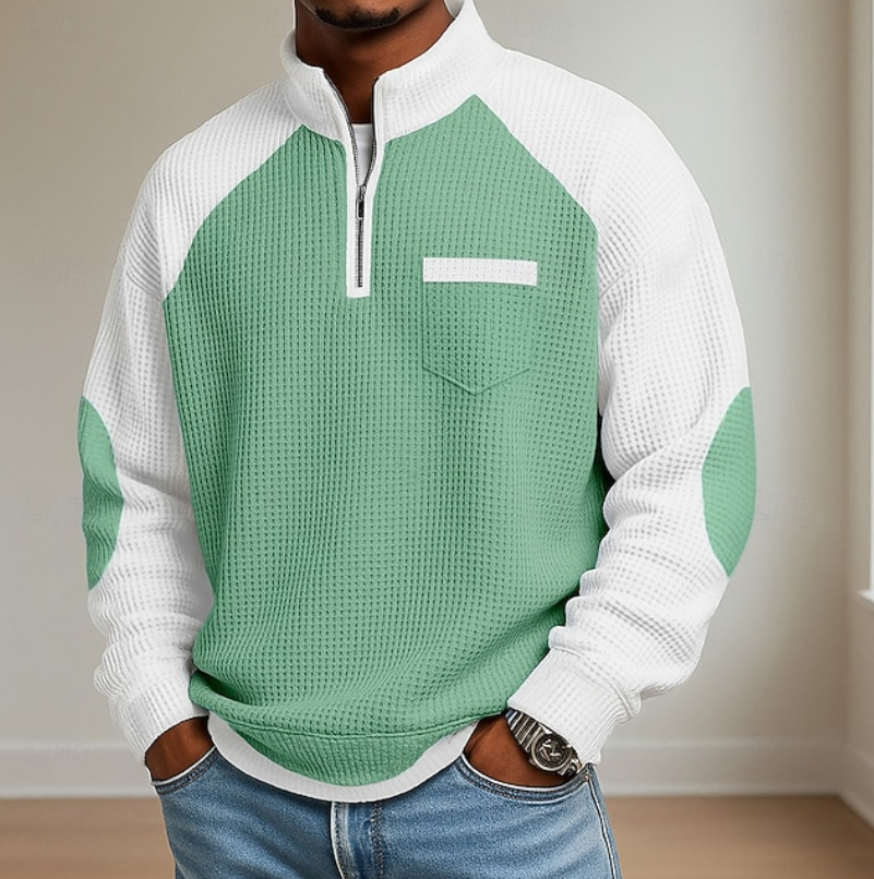 Everett | Everyday Half-Zip Casual Sweater — Green — Alfa Empire, view 3