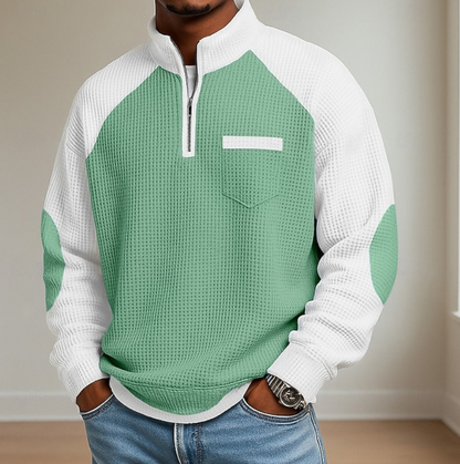 Everett | Everyday Half-Zip Casual Sweater — Green — Alfa Empire, view 3