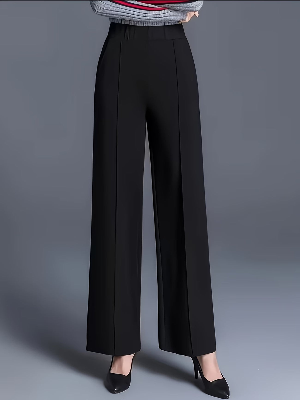 Eviana | Refined High-Waisted Slant Pocket Pants — Black — Alfa Empire, view 1