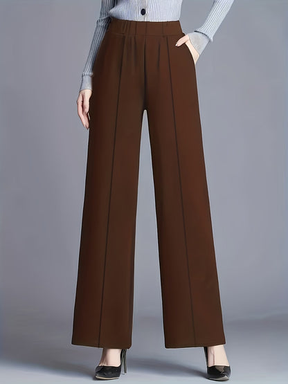 Eviana | Refined High-Waisted Slant Pocket Pants — Brown — Alfa Empire, view 5