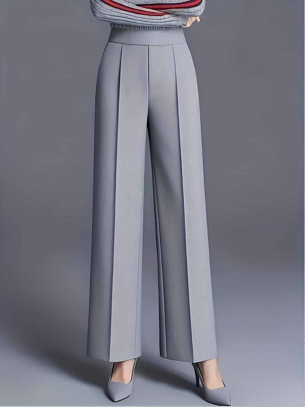 Eviana | Refined High-Waisted Slant Pocket Pants — Gray — Alfa Empire, view 6