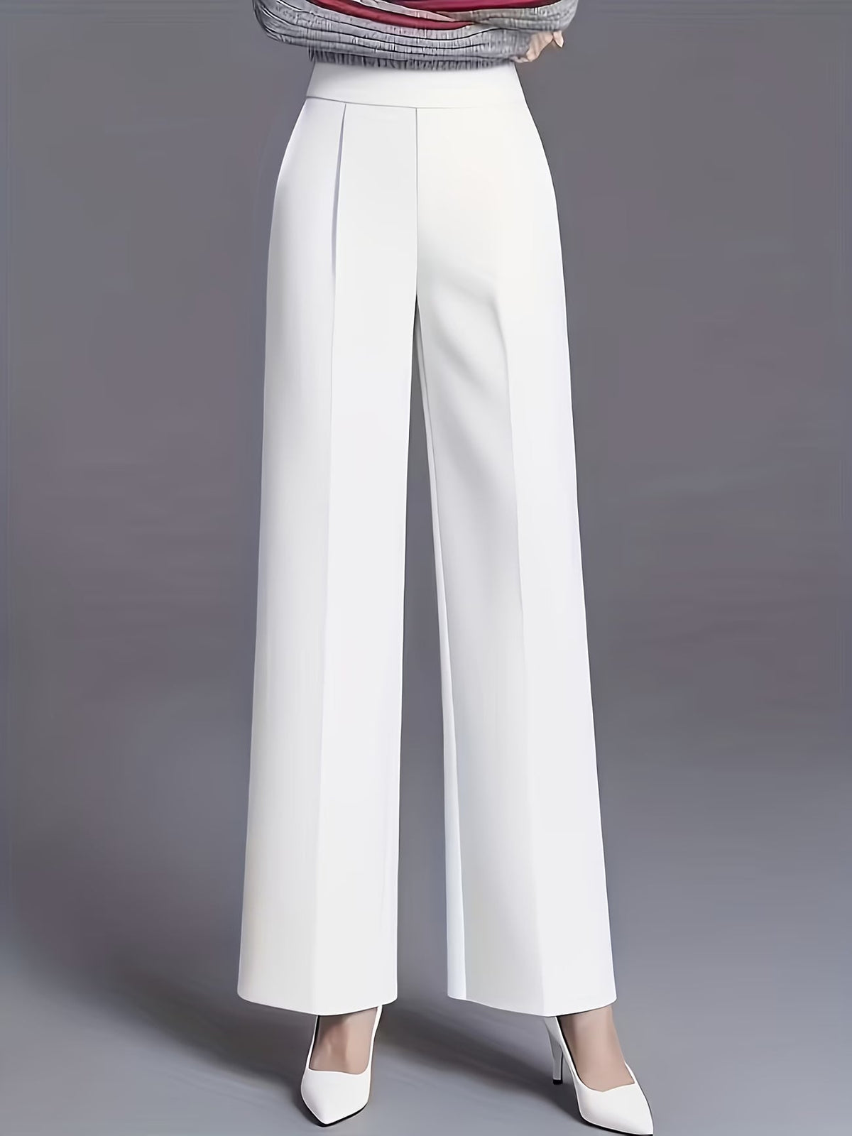 Eviana | Refined High-Waisted Slant Pocket Pants — White — Alfa Empire, view 7