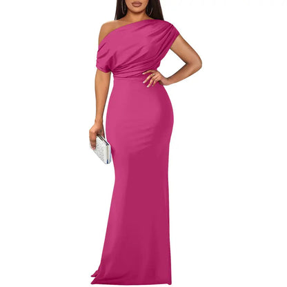 Felicity | Refined Off-Shoulder Evening Dress — Rose — Alfa Empire, view 7