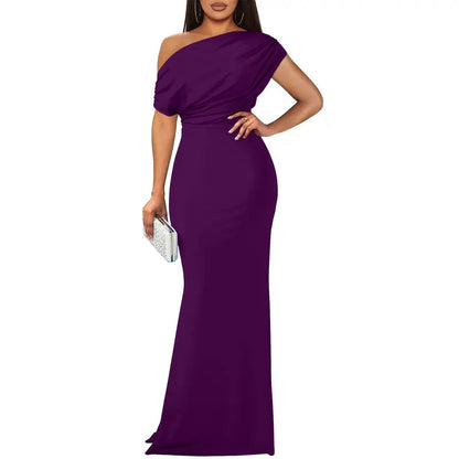 Felicity | Refined Off-Shoulder Evening Dress — Purple — Alfa Empire, view 10