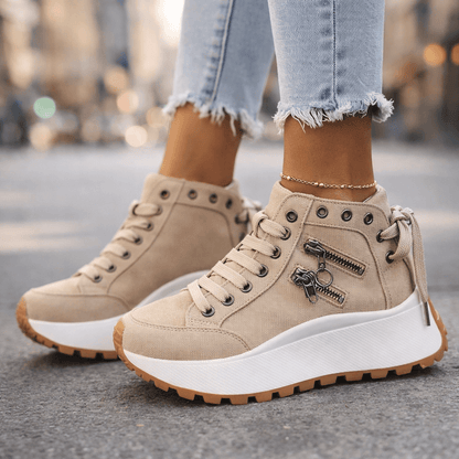 Fenella | High Cut Lace Shoes — Khaki — Alfa Empire, view 6