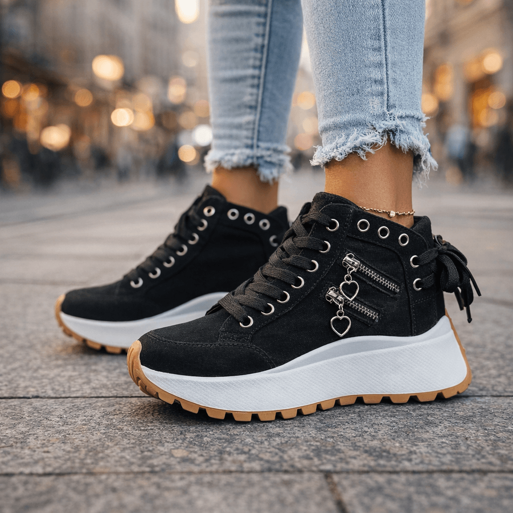 Fenella | High Cut Lace Shoes — Black — Alfa Empire, view 9