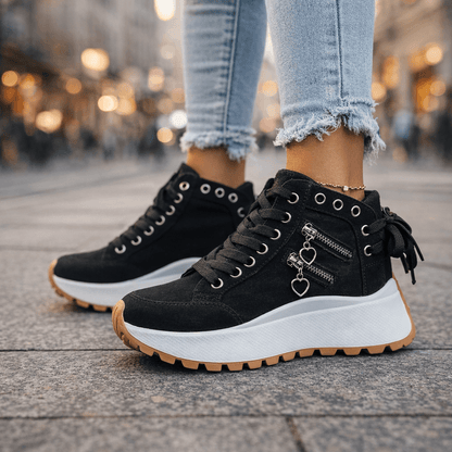 Fenella | High Cut Lace Shoes — Black — Alfa Empire, view 9