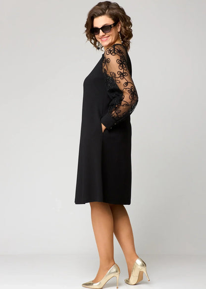 Fiona | Refined Floral Sleeve Lace Dress — Alfa Empire, view 5