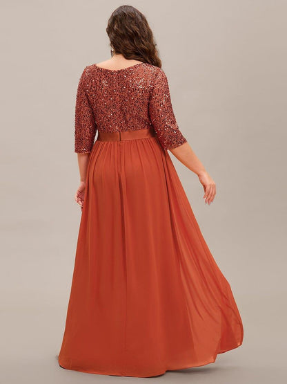 Plus Size Sequin 3/4 Sleeves Dress