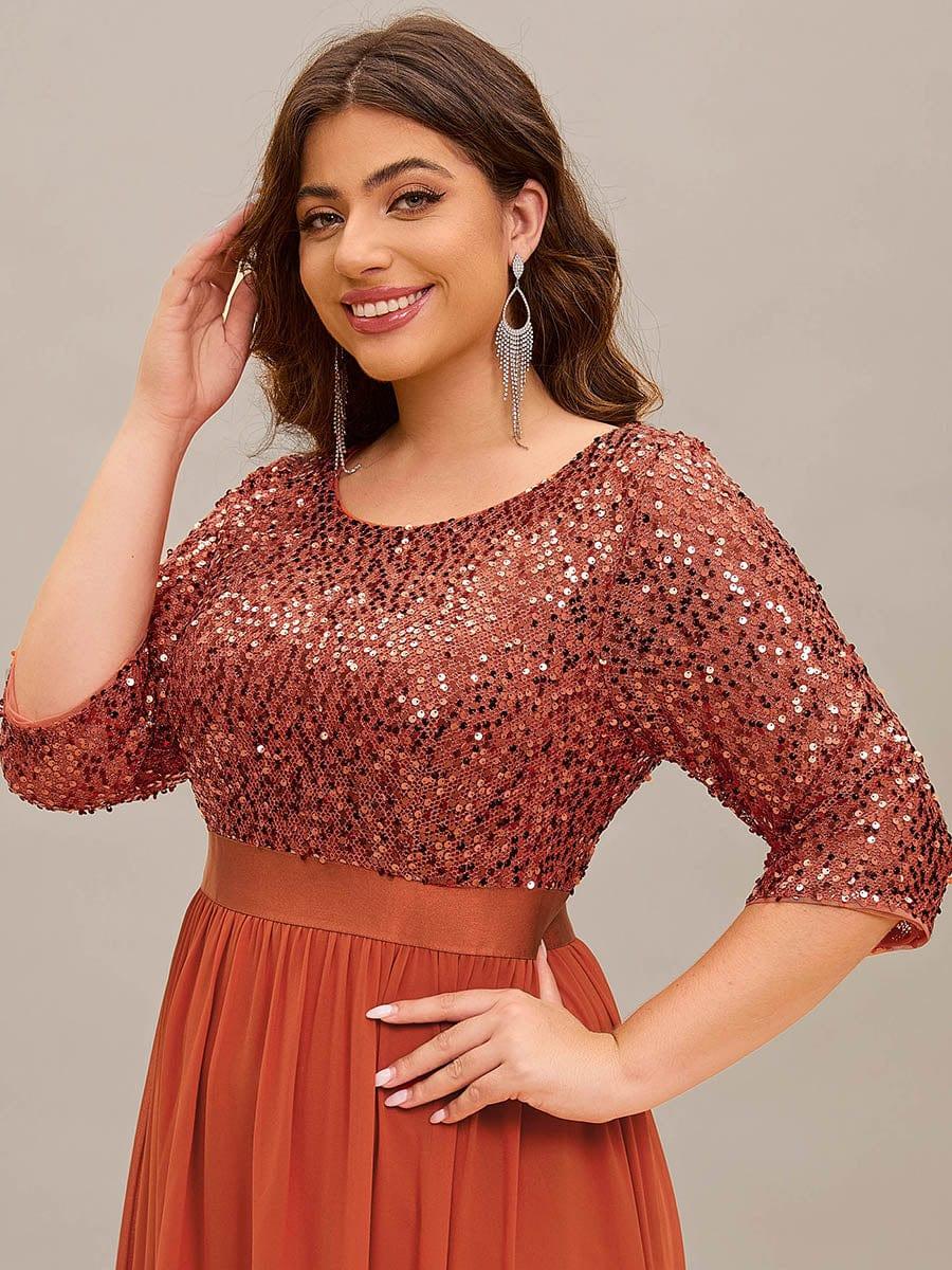 Plus Size Sequin 3/4 Sleeves Dress