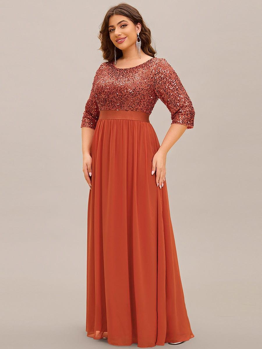 Plus Size Sequin 3/4 Sleeves Dress