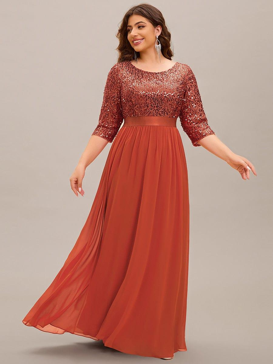 Plus Size Sequin 3/4 Sleeves Dress