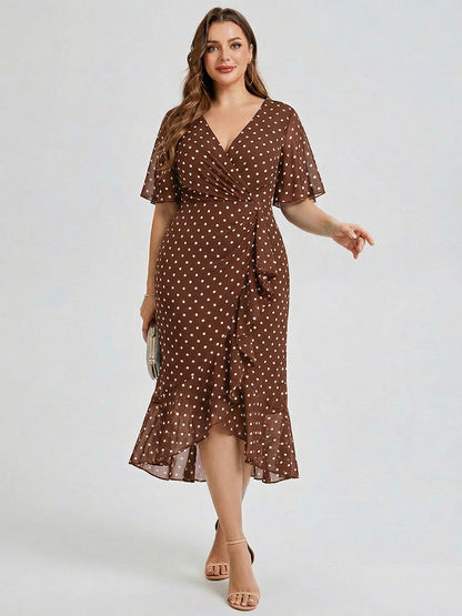 Plus Size Chiffon Printed Mermaid Wedding Guest Dress