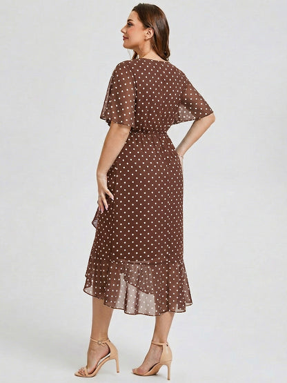Plus Size Chiffon Printed Mermaid Wedding Guest Dress