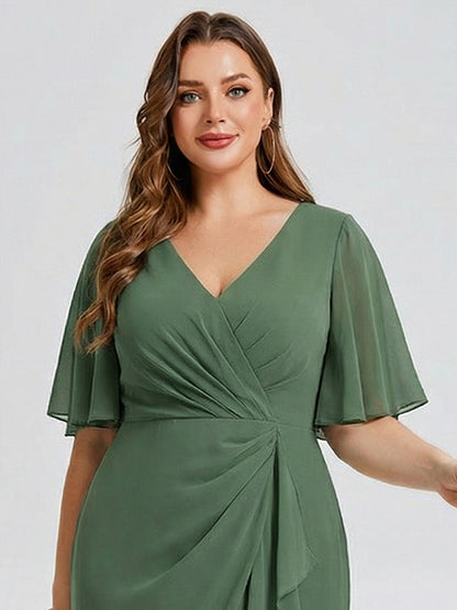 Plus Size Chiffon Printed Mermaid Wedding Guest Dress