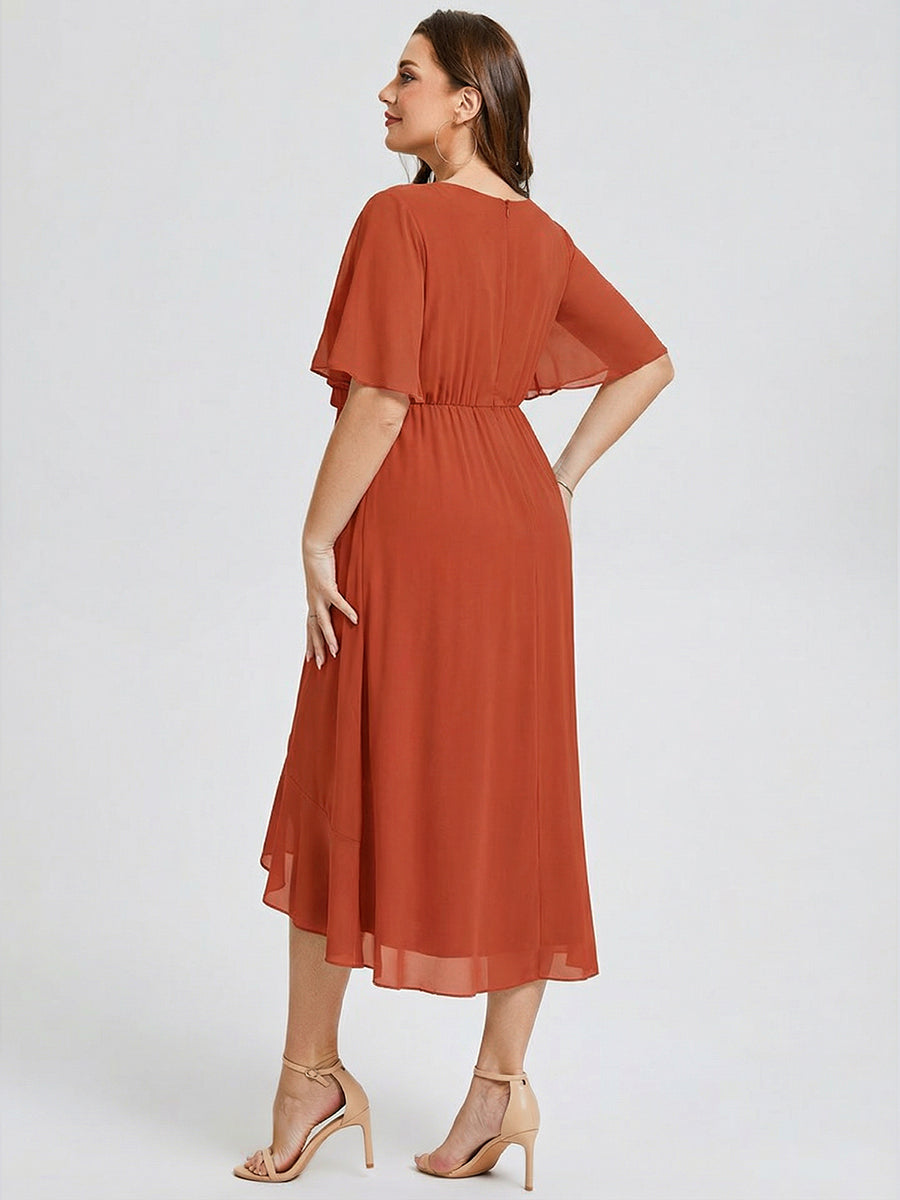 Plus Size Chiffon Printed Mermaid Wedding Guest Dress