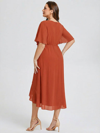 Plus Size Chiffon Printed Mermaid Wedding Guest Dress