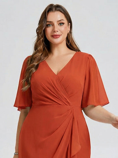 Plus Size Chiffon Printed Mermaid Wedding Guest Dress