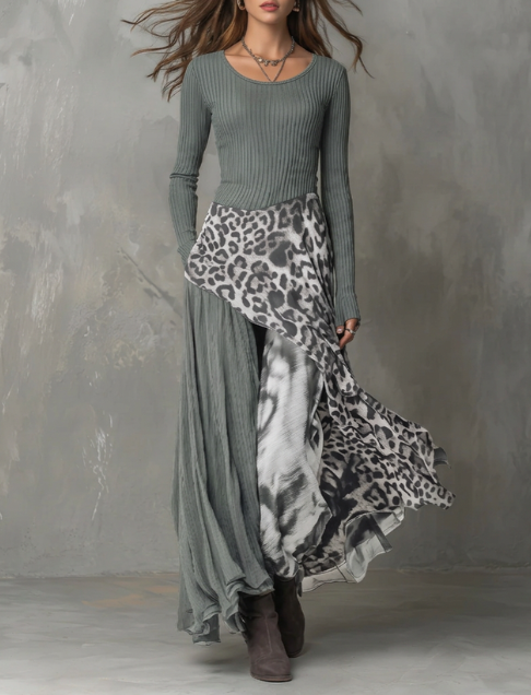 Francesca | Refined Slim Fit Maxi Dress — Gray — Alfa Empire, view 1
