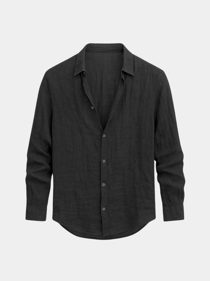 Franklin | Casual Summer Long Sleeve Shirt — Black — Alfa Empire, view 5