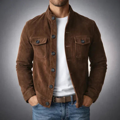 Freddie | Classic Pocket Suede Jacket — Dark Brown — Alfa Empire, view 3