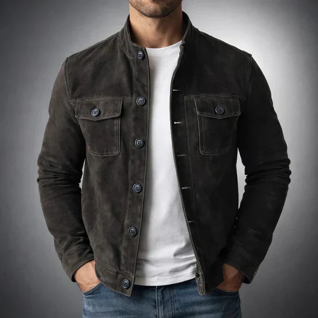 Freddie | Classic Pocket Suede Jacket — Black — Alfa Empire, view 4