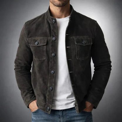 Freddie | Classic Pocket Suede Jacket — Black — Alfa Empire, view 4