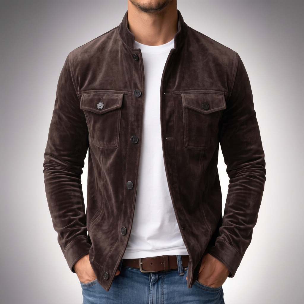 Freddie | Classic Pocket Suede Jacket — Dark chocolate brown — Alfa Empire, view 5
